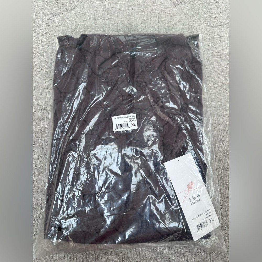 NWT KERRITS STABLE TEMP MERINO WOOL QUARTER ZIP TOP SHIRT Mauve BIT LINKS XL